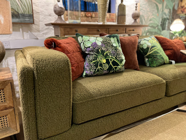 Forest green Sofa in a soft boucle fabric