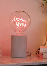 'Love You' LED Text Light Bulbs & Lamp Base (Screw Down)