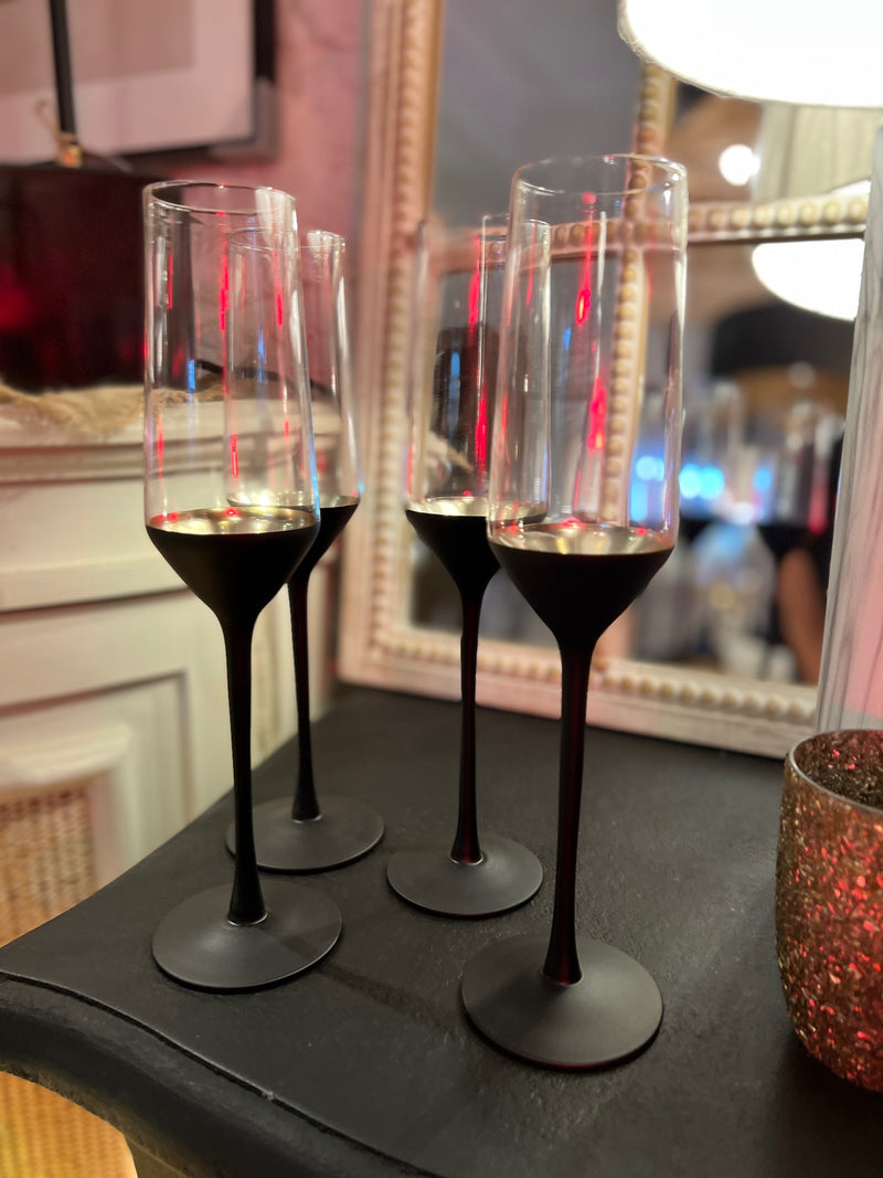 Gold and Black Champagne Flute
