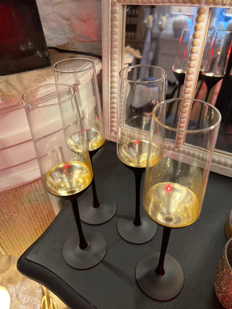 Gold and Black Champagne Flute