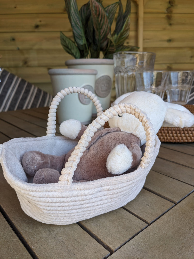 Jellycat© Rock-a-bye sleeping Mouse baby in basket
