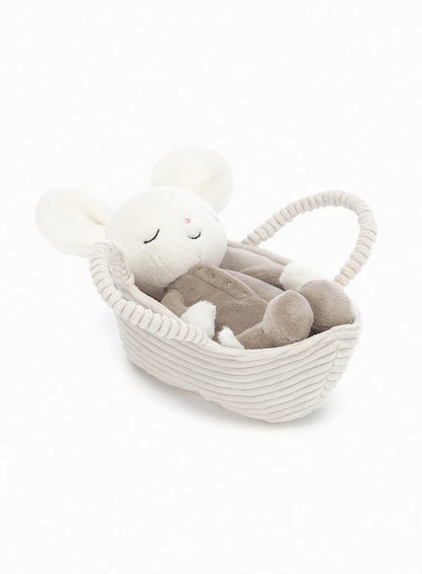 Jellycat© Rock-a-bye sleeping Mouse baby in basket
