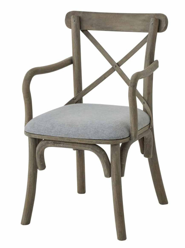 Cross Back Carver Chair With Fabric Seat