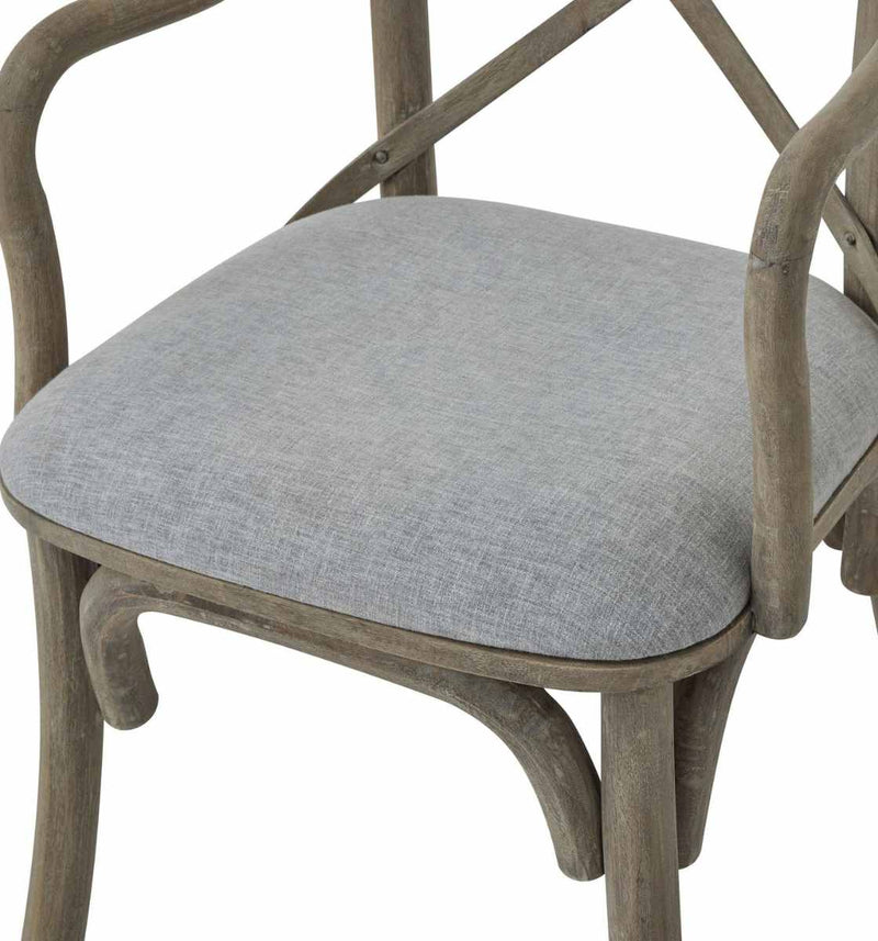 Cross Back Carver Chair With Fabric Seat