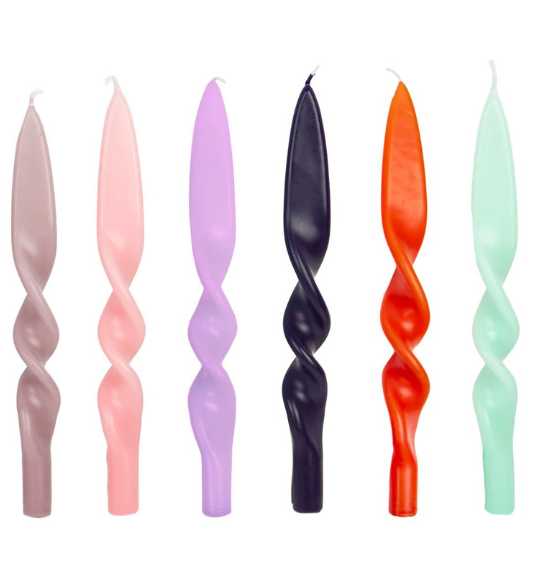 Pastel Twist Dinner Candles - 6 colour variations